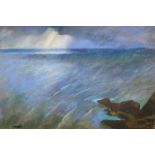 Ken SYMONDS (1927-2010)Sullen Sea - Approaching Storm, NewlynPastel Signed Inscribed to verso32 x