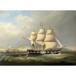 Style of Samuel WATERS (1811 - 1882)Portrait of the ship 'Hebe Off Dover'Oil on canvas Inscribed