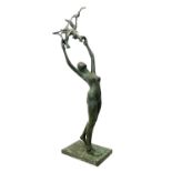 David WYNNE (1926-2014)Girl with Doves Bronze Signed and numbered 1/4 to base Height