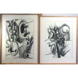 Peter WARD (b.1936)'Gweek I' and 'Gweek II'Pair charcoal drawingsBoth signed with initials and dated