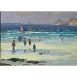 Bob VIGG (1932-2001) Windsurfing Sennen Oil on Board Signed 15 x 20cmCondition report: Very good