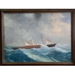 Antonio DE SIMONE (1851-1907)Steamship in Rough Seas Gouache Signed 41 x 56cm View the Virtual 360