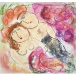 Dora HOLZHANDLER (1928-2015)Lovers EmbracePastel on paper Signed Paper size 42 x 44cm