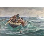 Charles Napier HEMY (1841-1917) Hauling Crab Pots Watercolour Signed with initials and dated 1903
