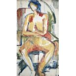 John EMANUEL (1930)Seated Figure Oil on board Signed A further abstract study to verso 63 x