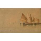 Andrea BIONDETTI (1851-1946) Fishing boats Watercolour Signed 15 x 24cm