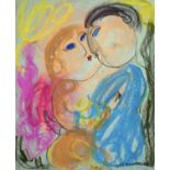 Dora HOLZHANDLER (1928-2015)KissPastel on paper Signed Paper size 45 x 37cm