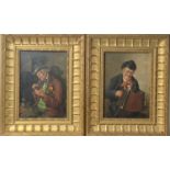 Hans KERNER (XX) Two character studies, Musicians Oil on panel Each signed Each 20 x 14cm