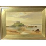 John SHAPLAND (1865-1929) St Michaels Mount Watercolour Signed 36 x 54cm together with a pair by the