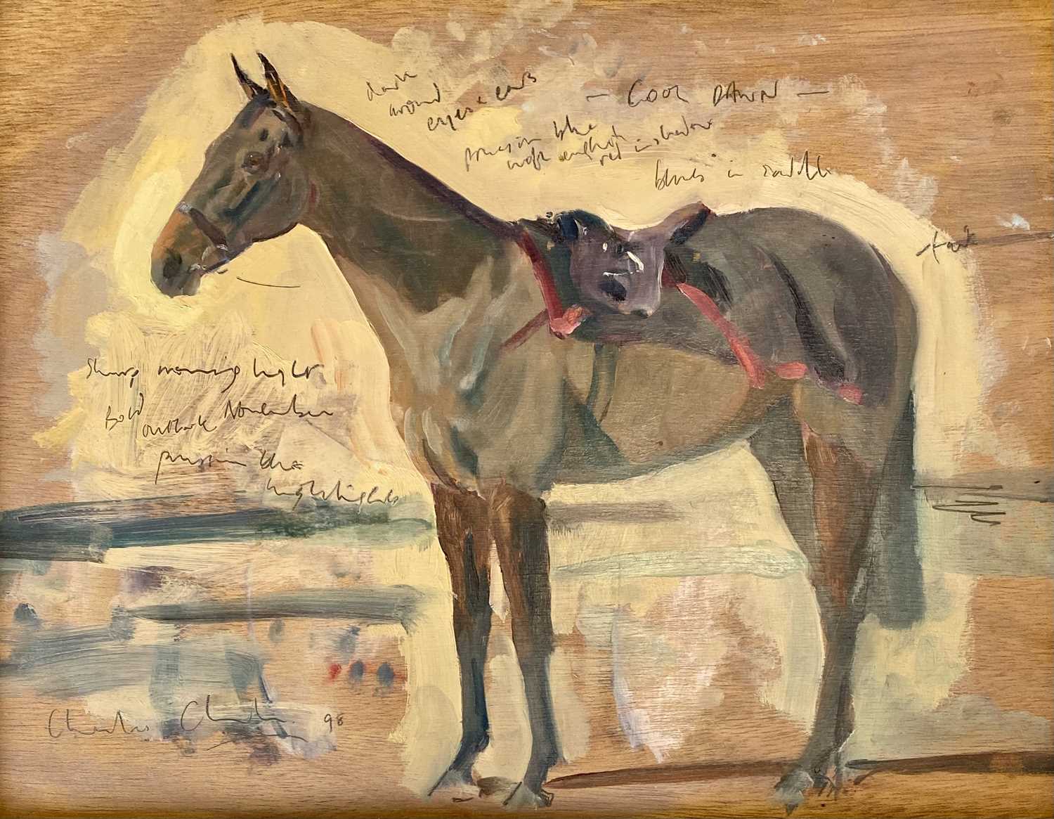 Charles CHURCH (1971)Study of a Horse, 'Cool Dawn' winner of the 1998 Cheltenham Gold Cup. Oil on
