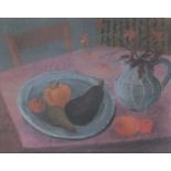 Biddy PICARD (1922 - 2019)Fruit and Plate Pastel SignedFurther signed and inscribed artists label to