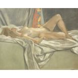 Ken SYMONDS (1927-2010) Valerie on White Sheet Pastel Signed 48 x 60cm