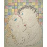 Dora HOLZHANDLER (1928-2015)Kissing in the BathPastel on cardSigned and dated '95Card size 38 x