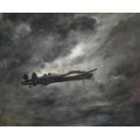 CASTLE Lancaster Bomber Oil on board Signed 63 x 74cm