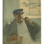 Roland BATCHELOR (1889-1990) The Skipper Watercolour Signed, exhibition label to verso 24 x 20cm