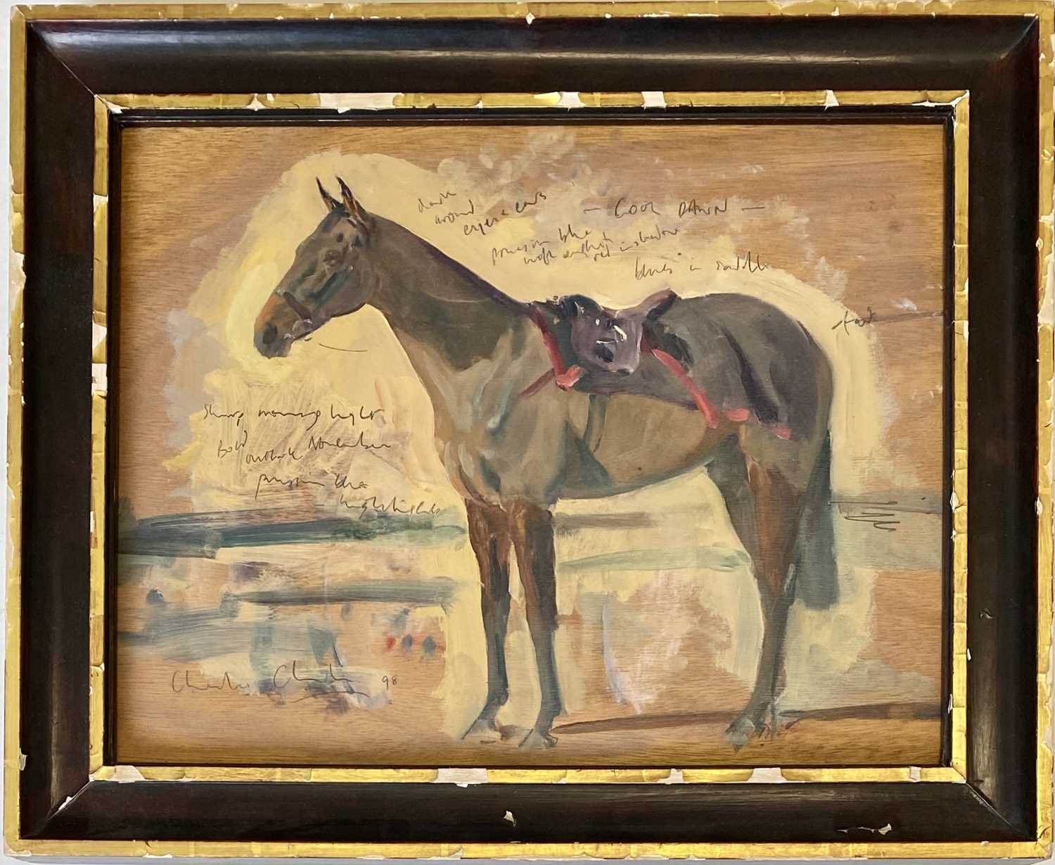 Charles CHURCH (1971)Study of a Horse, 'Cool Dawn' winner of the 1998 Cheltenham Gold Cup. Oil on - Image 3 of 3