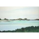 Janet SWANBOROUGH View to Round Island, St Helens and Tresco, Isles of Scilly GouacheSigned and