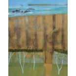 Simon POOLEY (1955)Coastal FieldMixed media on canvasSigned Inscribed artists label to verso dated