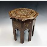 A Hoshiarpur folding octagonal occasional table, Northern India, circa 1880, of small proportions,