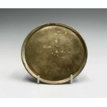 A Chinese bronze incense tray, the base cast with a six-character xuande mark surrounded by two