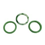 Three Chinese jade bangles, diameter 8cm, 7cm and 7.1cm.Condition report: The inner diameter is 6cm,