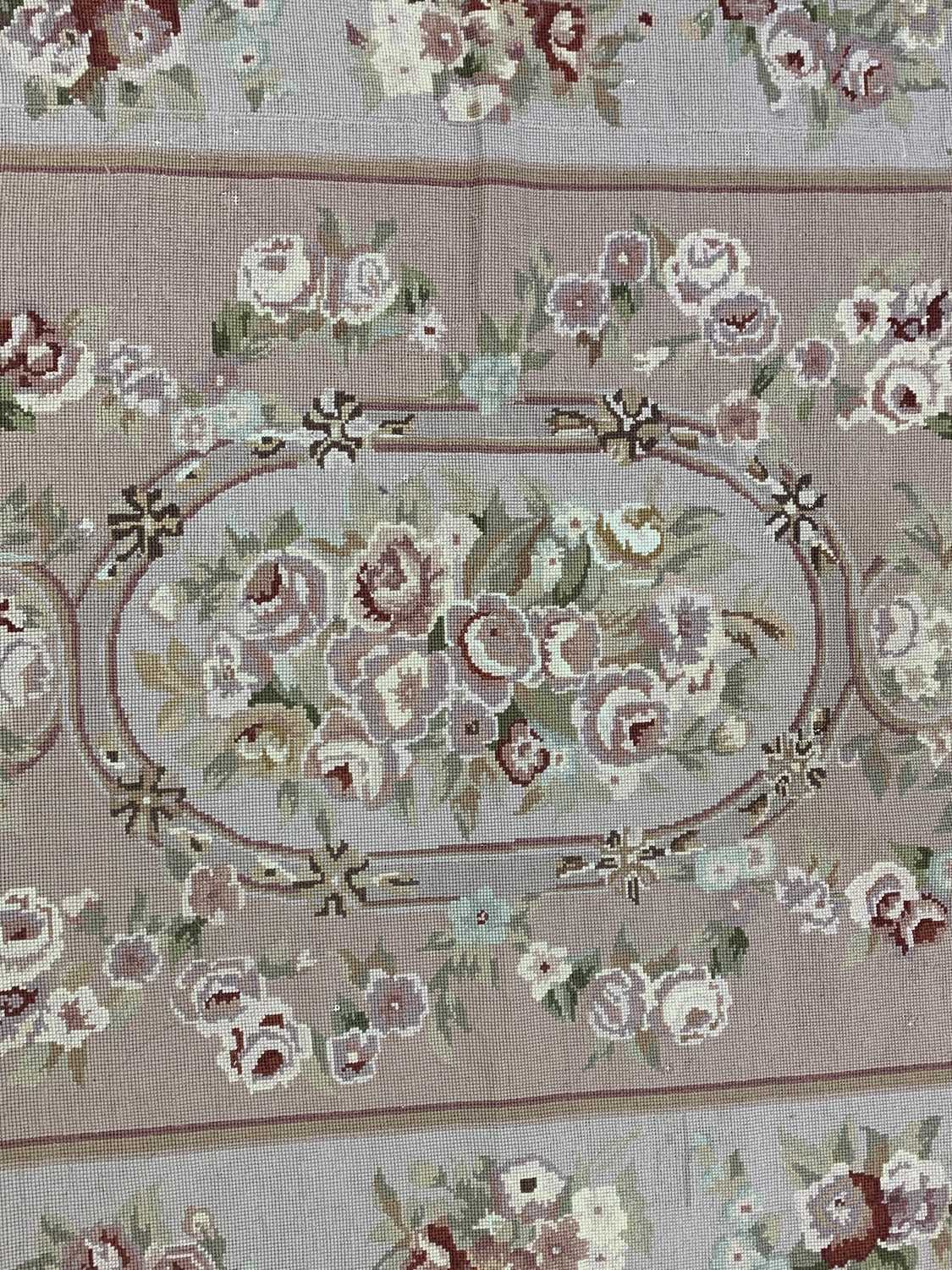 A needlepoint woollen rug in Aubusson design, with floral sprays, 179 x 124cm. - Image 3 of 3