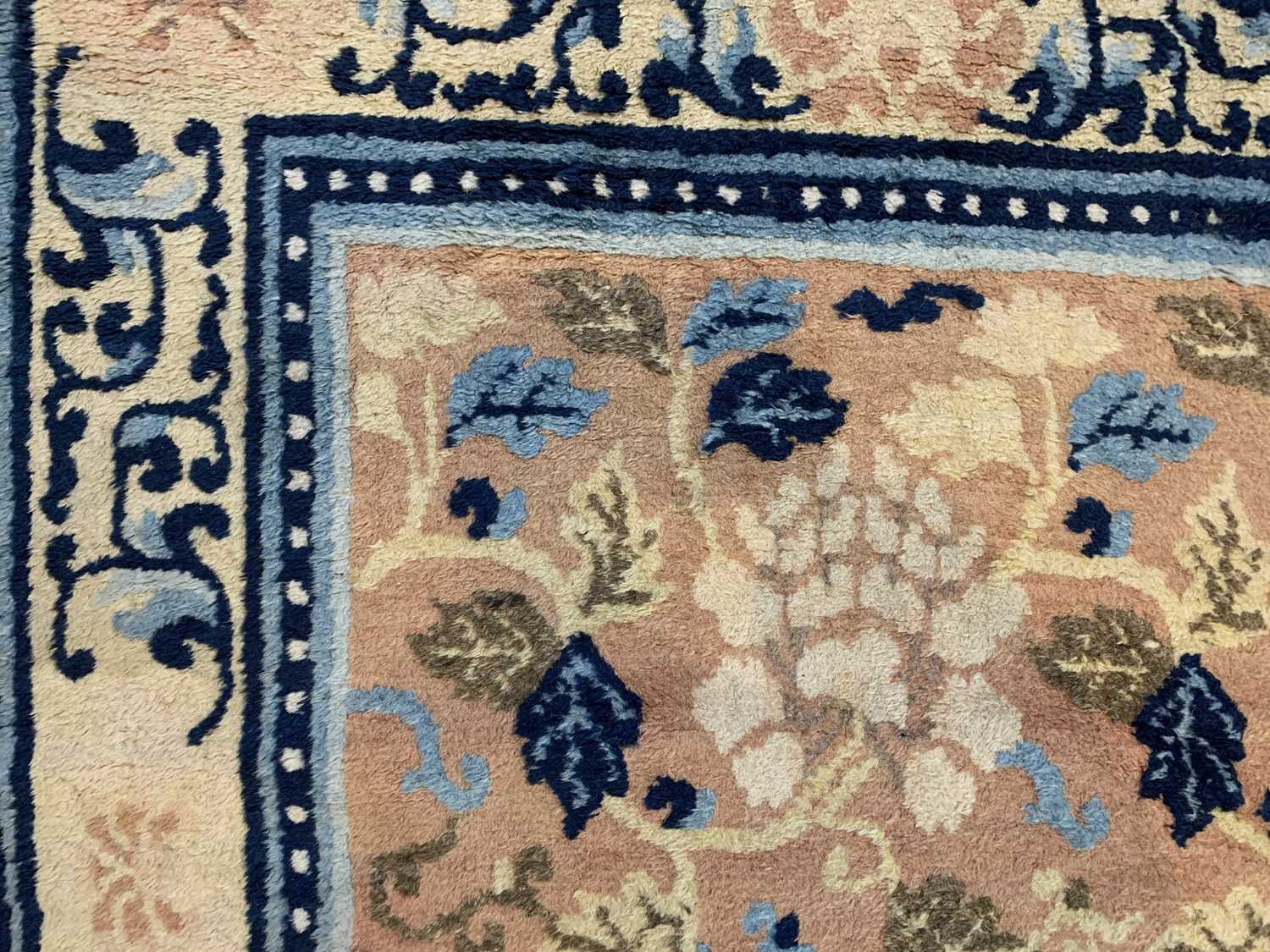 A Chinese carpet, 19th century, the camel field with rows floral sprays, within a saffron - Image 6 of 22