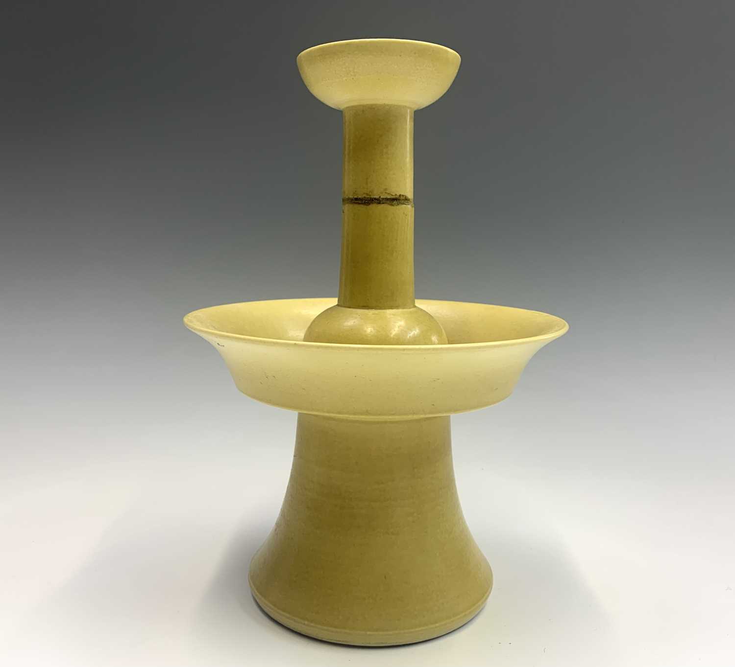 A Chinese yellow glazed porcelain candlestick holder, 18th/19th century, with a four-character - Image 3 of 28