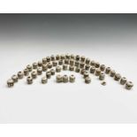 Fifty-three Tibetan bone skull beads,.largest height 2cm.