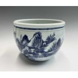 A Chinese blue and white porcelain jardiniere, 18th century, height 19cm, diameter 23.5cm.