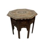 An Hoshiarpur octagonal occasional table, Northern India, 19th century, with inlaid ebony and bone