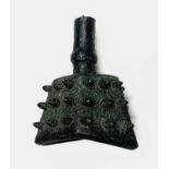 A Chinese bronze 'archaic style' bell, height 11cm, width 9.5cm,Condition report: no condition