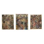 DARMA, PADANG-TEGAO, UBUD-BALI, INDONESIA, three unframed figurative oils on canvas, signed and