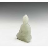 A small Chinese jade figure of a seated Buddha, height 6cm, width 4cm.Condition report: No condition