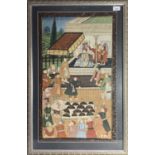 An Indo Persian Court scene, watercolour, framed and glazed, 73 x 44cm, frame size 88 x 57.5cm.