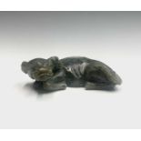 A Chinese soapstone carving of a recumbent water buffalo, length 11.5cm.