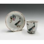 A Chinese porcelain cup and saucer, circa 1760, probably painted in the studio of James Giles,