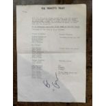 Eric Clapton, a twice autographed 'Welcome Line Up' document from the 1987 Prince's Trust concert.