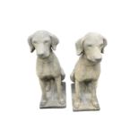 A pair of churchstone hounds. Height 72cm.Condition report: No condition issues.