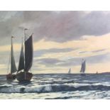 P. KIRBERG (20th Century)Fishing boats on the shoreOil on canvasSigned 38 x 48cm