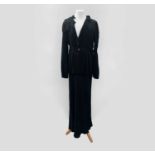 Vintage ‘Ghost’ label waisted black jacket and long bias cut maxi skirt, circa 1980s, size M.