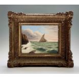 Late 19th/Early 20th Century British SchoolSeascape with Boat Oil on canvas14.5 x 19cm In ornate