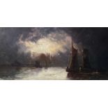 Thomas WATSONTwilight Shipping on the Thames Oil on board Signed 30 x 60cm