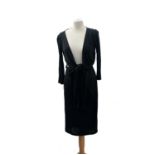 Vintage Diane Von Furstenberg long sleeved wrap dress in black strech fabric, no size label but