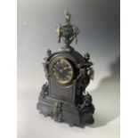 A 19th century French black slate mantel clock, by Leroy & Fils, Regent Street and Palais Royal,