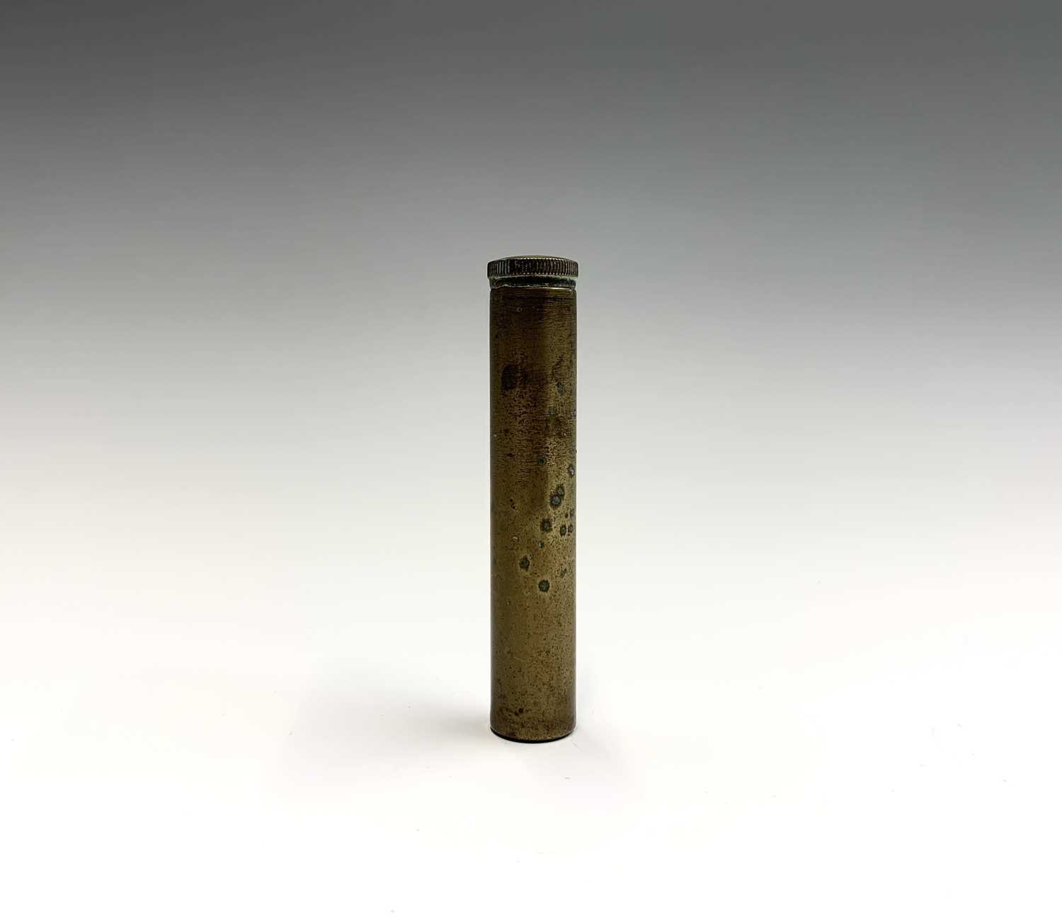 A 19th century copper and brass small powder flask, length 8cm, another powder flask and a - Image 9 of 11