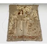 An early 20th century Glasgow school type embroidered panel, 'My Lady Greensleeves' depicting a