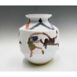 Simeon STAFFORD (b.1956)A pottery vase hand painted with dancing figuresSigned and dated 20.5.23