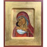 Jesus Christ Pantocrator and Madonna and ChildTwo Russian icons on wood 40.5 x 32.5cm and 27.5 x