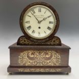 A Regency rosewood drum mantel clock, the dial signed Ephraim Moses, London, the case with brass